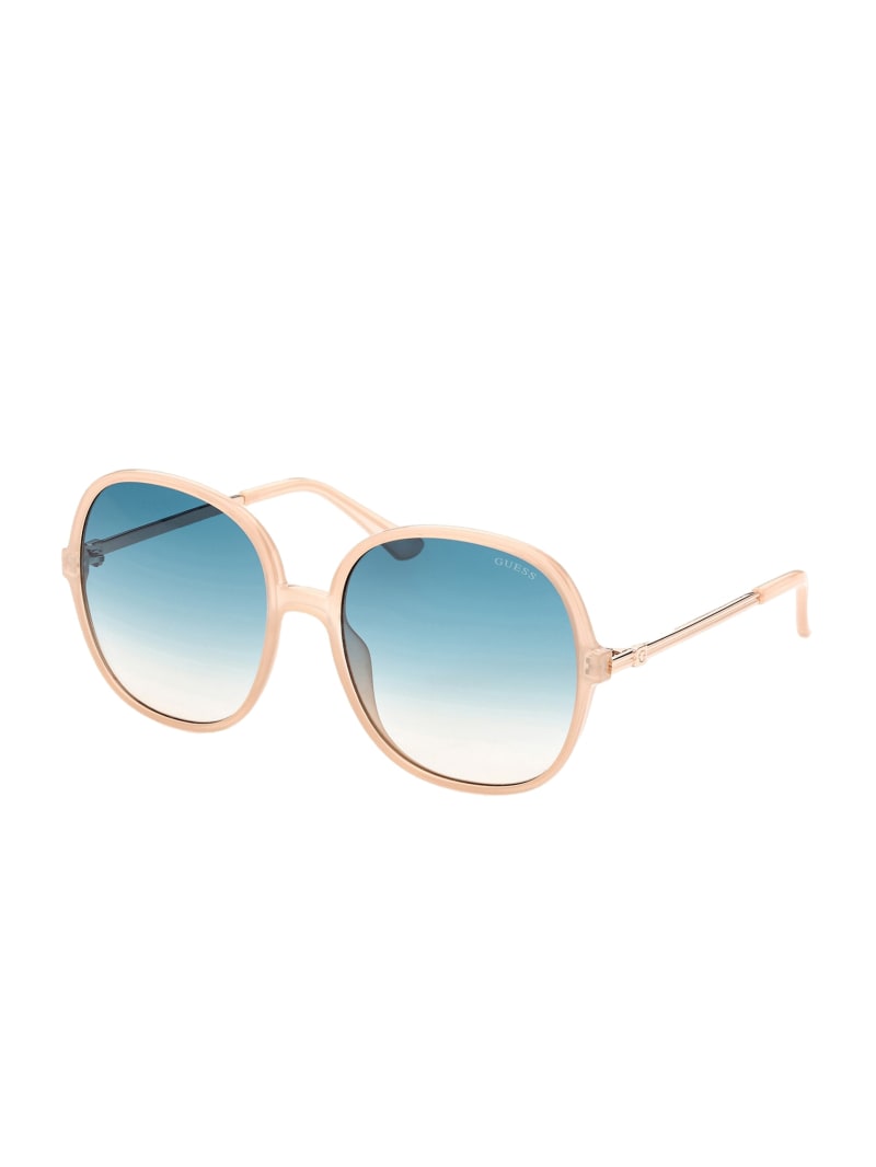 Light Beige Women's Guess Oversized Round Sunglasses | 6701245-YB