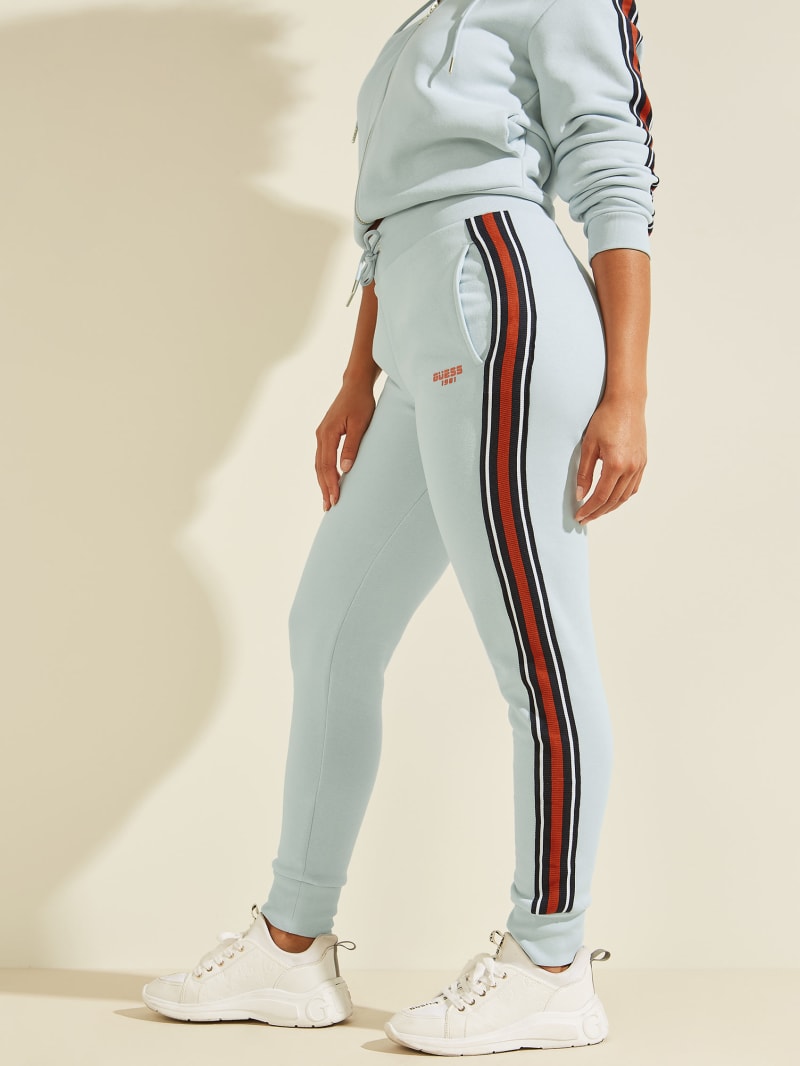 Light Blue Women's Guess Eco Abigal Stripe Joggers Pants | 5874132-DQ