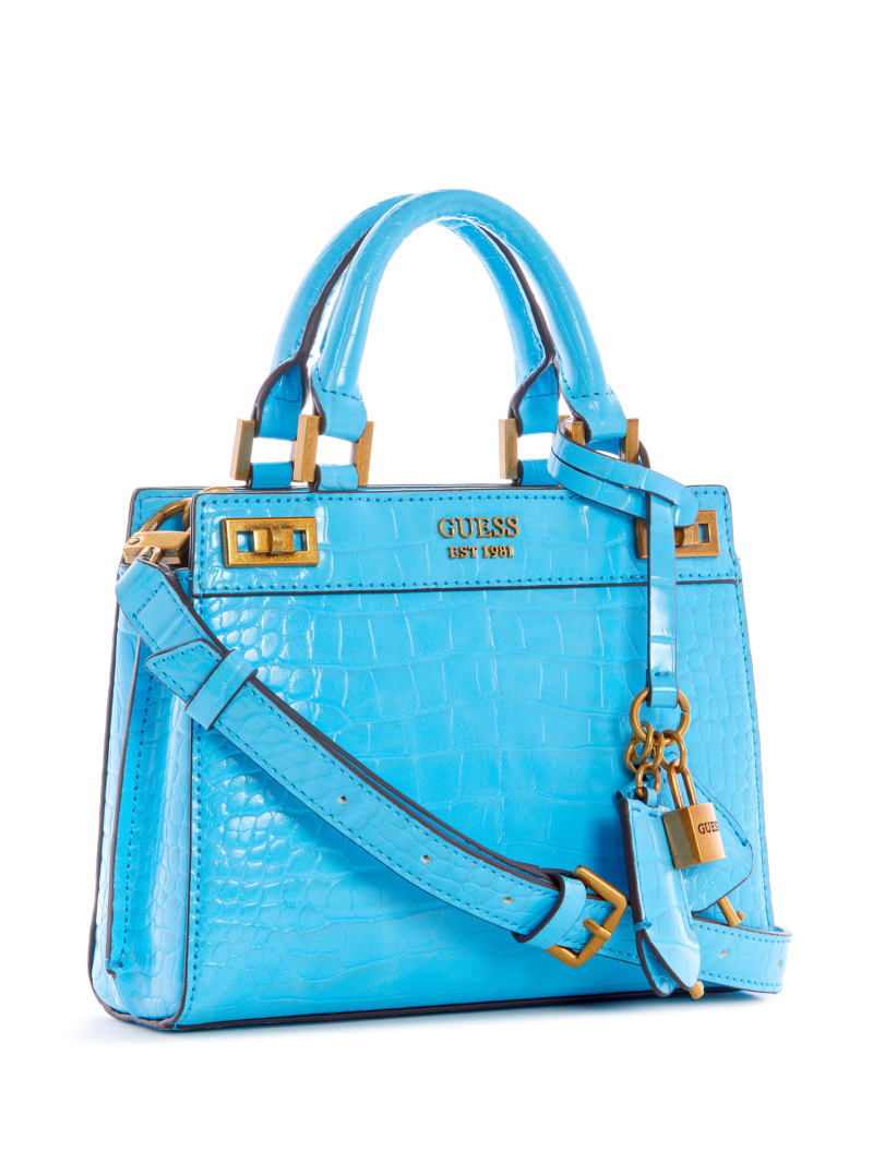 Light Blue Women's Guess Katie Croc Satchel Bags | 5379461-UB