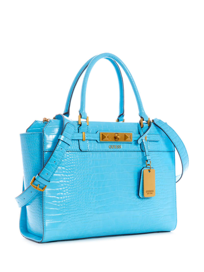 Light Blue Women's Guess Raffie Crocodile Crossbody Bags | 1396825-KO