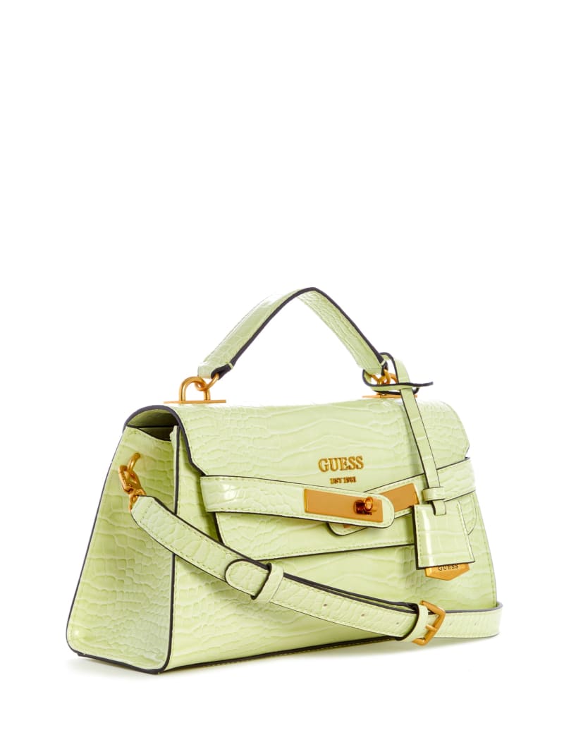 Light Gold Women's Guess Enisa-Handle Flap Satchel Bags | 5620183-EQ