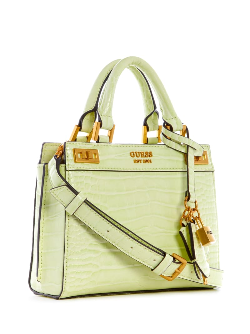 Light Gold Women's Guess Katey Croc Satchel Bags | 0856493-YD