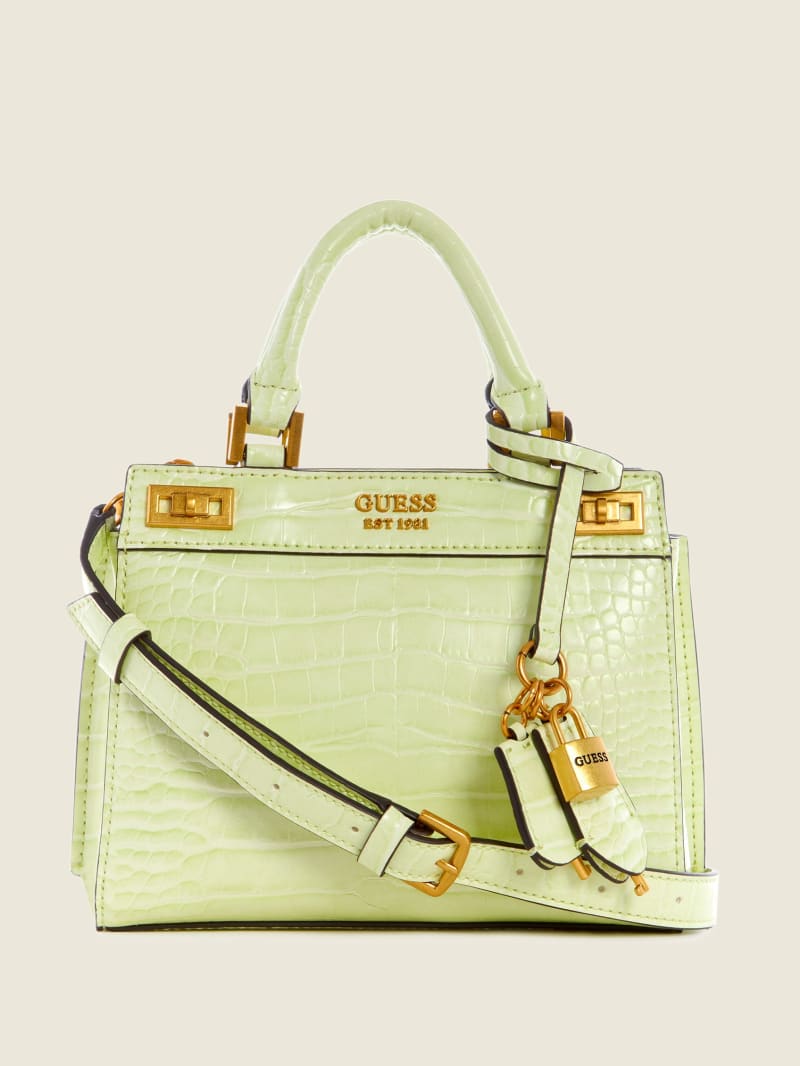 Light Gold Women\'s Guess Katey Croc Satchel Bags | 0856493-YD