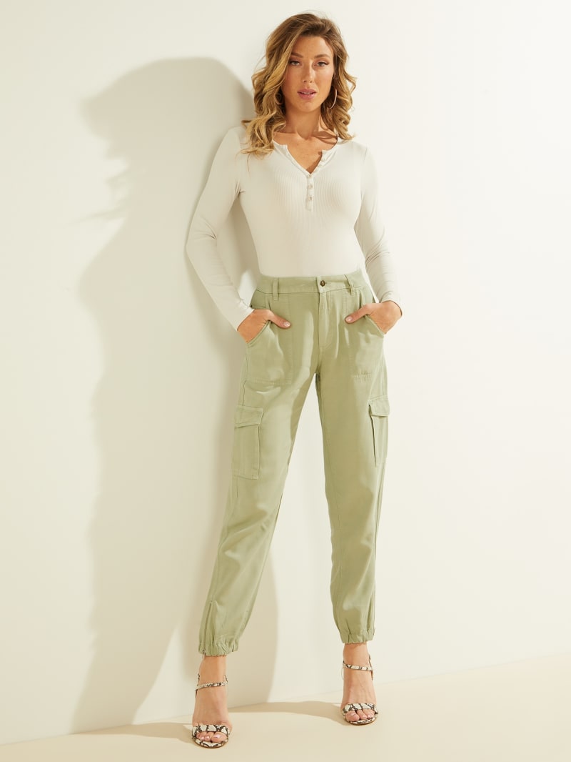 Light Green Women's Guess Bowie Chino Cargos Pants | 3981574-AT