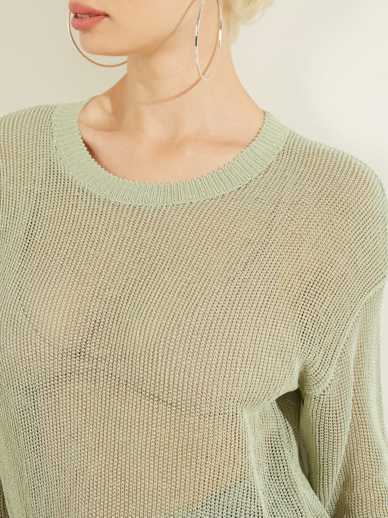 Light Green Women's Guess Kara Open Stitch Sweaters | 7834920-LA