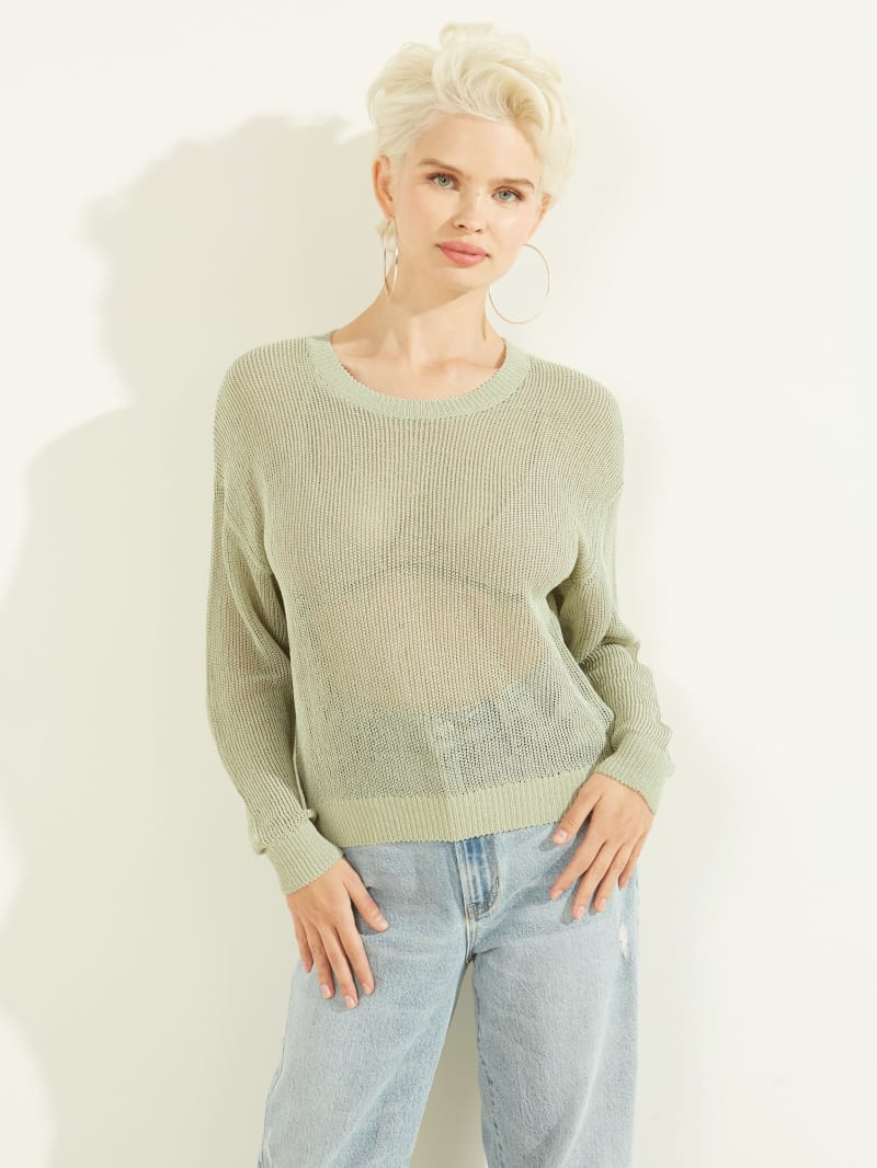 Light Green Women\'s Guess Kara Open Stitch Sweaters | 7834920-LA