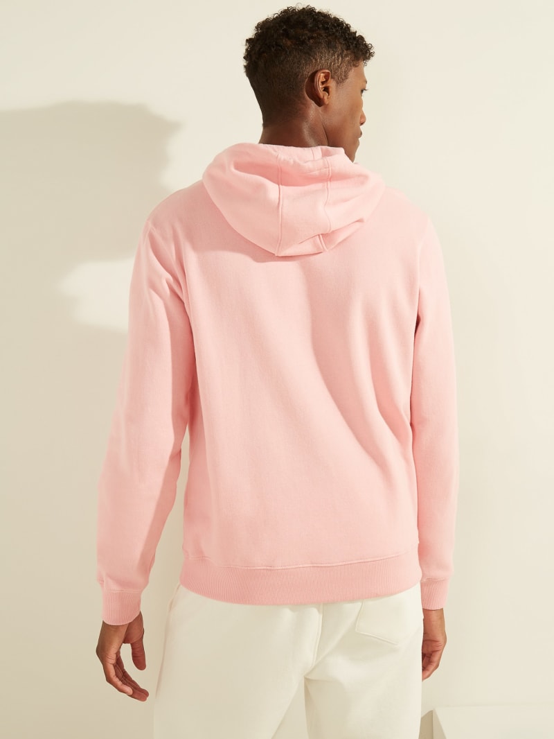 Light Pink Men's Guess Eco Roy Embroidered Logo Hoodie | 1426590-YV