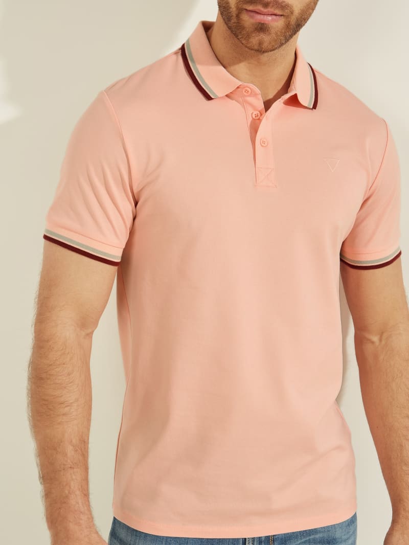 Light Pink Men's Guess Sports Pique Shirts | 8325460-DB