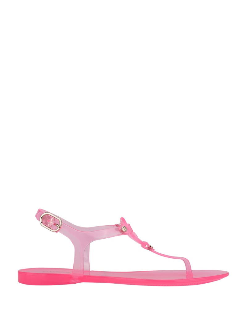 Light Pink Women's Guess Janica Jelly T-Strap Sandals | 8926035-KB