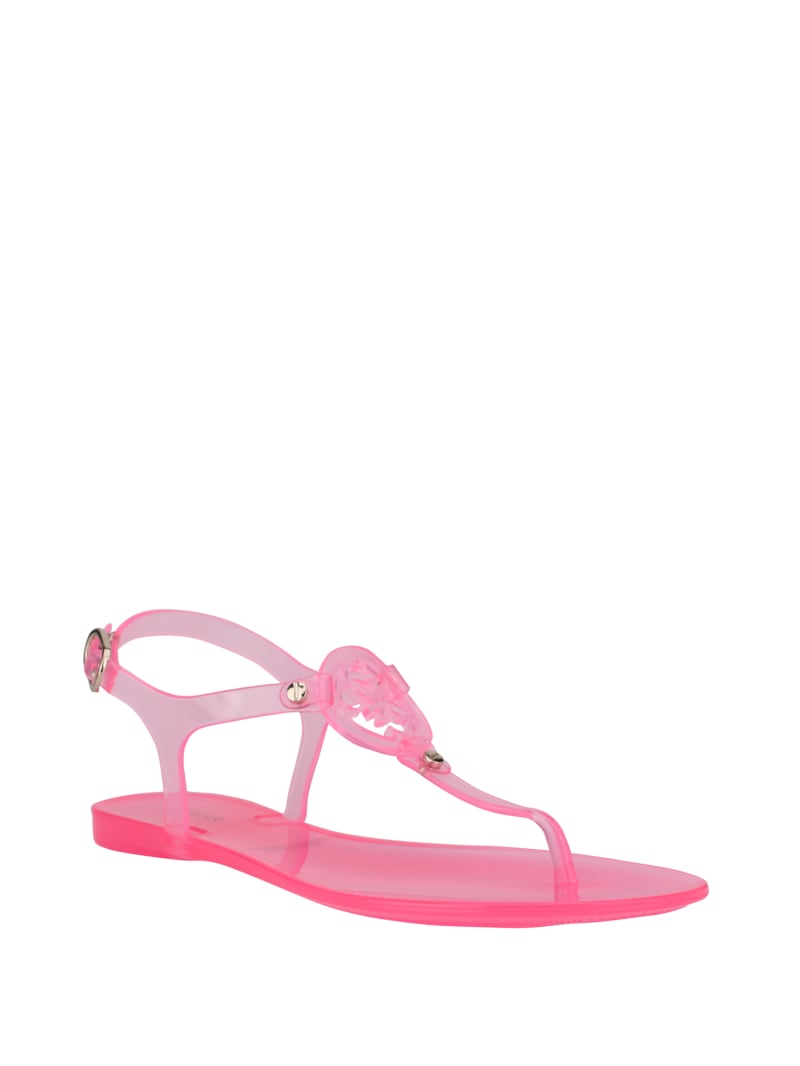 Light Pink Women\'s Guess Janica Jelly T-Strap Sandals | 8926035-KB