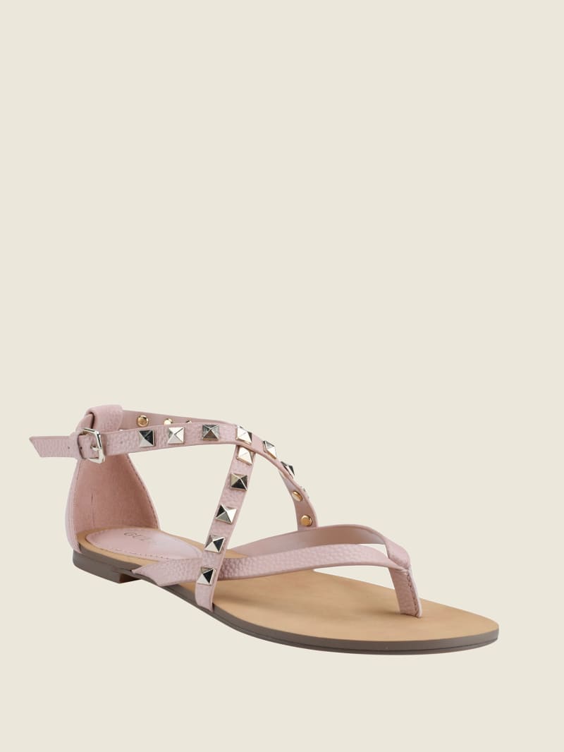 Light Pink Women\'s Guess Nizana Strappy Stud Sandals | 1503974-CG