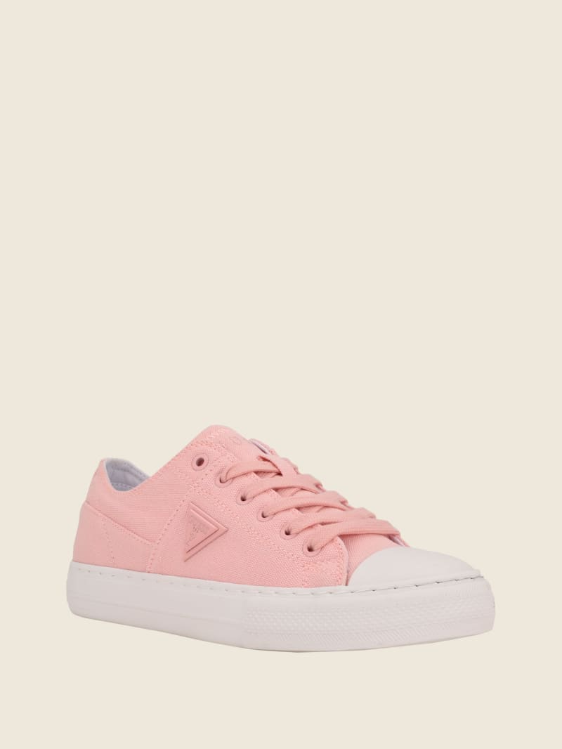 Light Pink Women\'s Guess Pranze Low-Top Canvas Sneakers | 2643985-JA