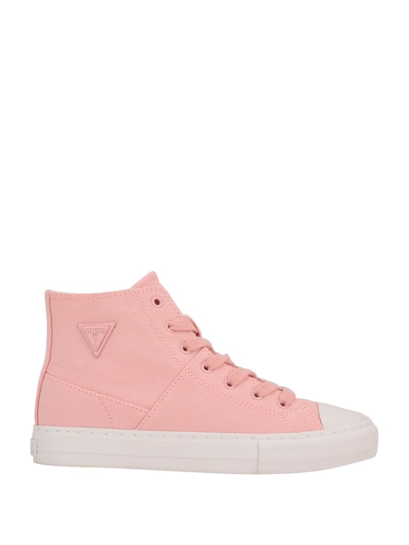 Light Pink Women's Guess Prinze High-Top Canvas Sneakers | 0658143-HM