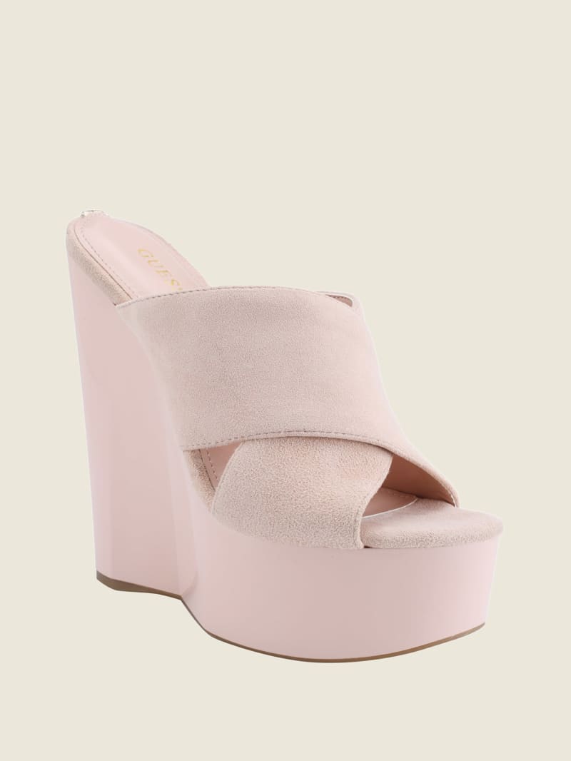 Light Pink Women\'s Guess Teisha Crisscross Wedges | 8490763-QX