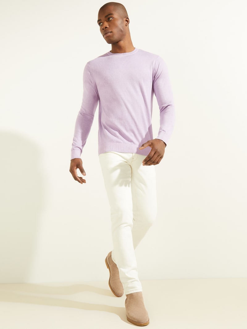 Light Purple Men's Guess Essential Crewneck Sweaters | 4587193-CH