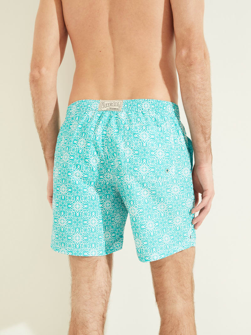 Light Turquoise Men's Guess Mosaic Swim Trunks Swimwear | 4398521-XV