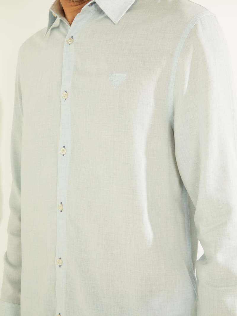 Mint Men's Guess Eco Linen Collins Shirts | 5420617-YQ