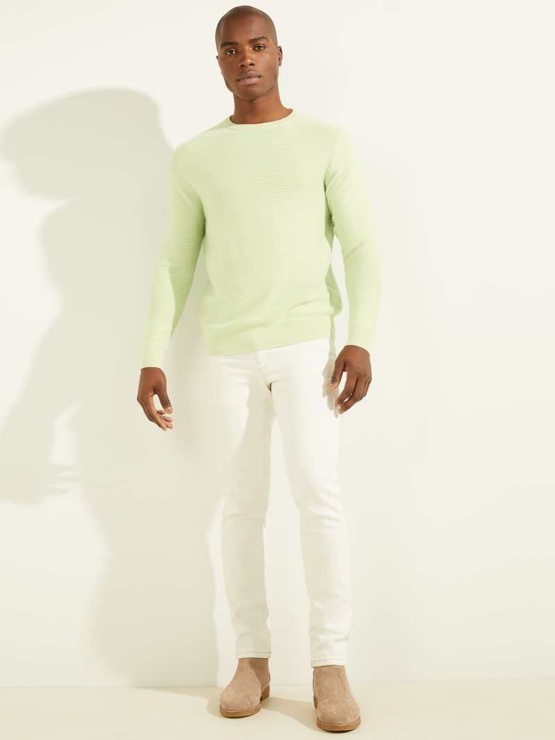 Mint Men's Guess Ribbed Crewneck Sweaters | 5283094-NZ