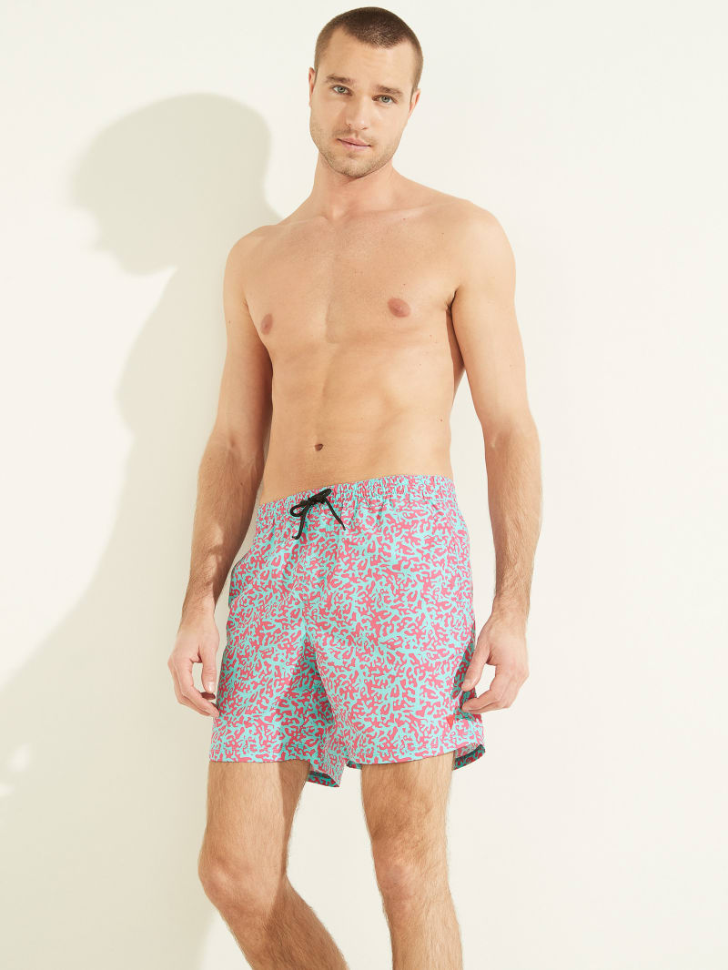 Multicolor Men's Guess Abstract Swim Trunks Swimwear | 6509847-XL