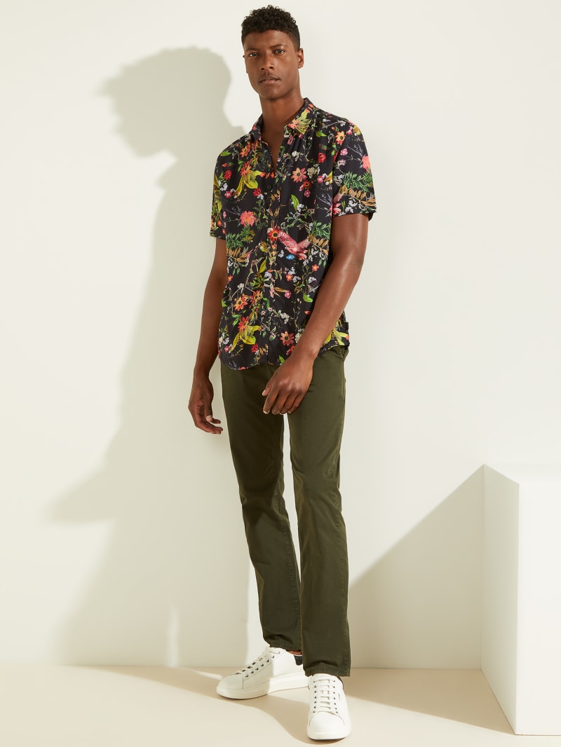 Multicolor Men's Guess Eco Flower Market Shirts | 4629103-VM