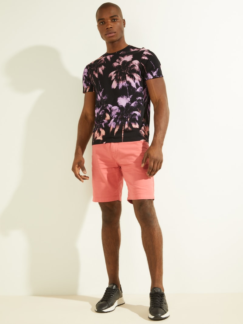 Multicolor Men's Guess Eco Ombre Palm Print Tee T Shirts | 0869753-YF