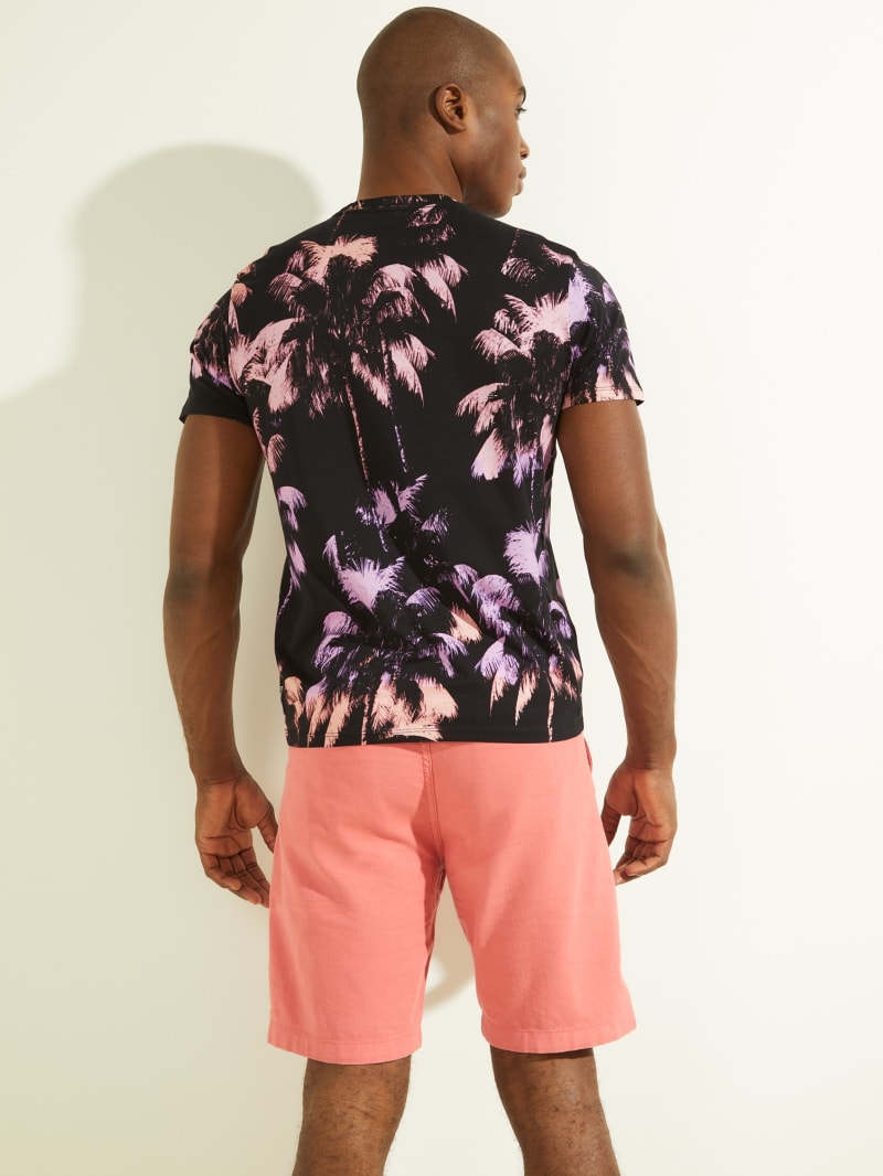 Multicolor Men's Guess Eco Ombre Palm Print Tee T Shirts | 0869753-YF