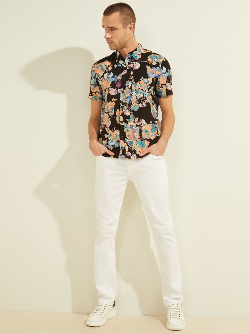 Multicolor Men's Guess Eco Rayon Blossoms Shirts | 7082193-IW