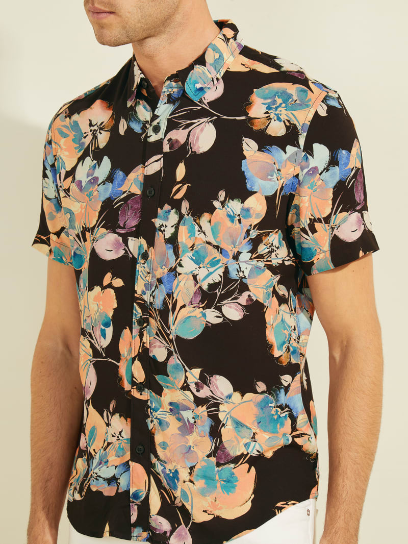 Multicolor Men's Guess Eco Rayon Blossoms Shirts | 7082193-IW