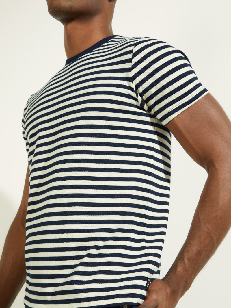 Multicolor Men's Guess Finn Pique Striped Tee T Shirts | 0438629-LN