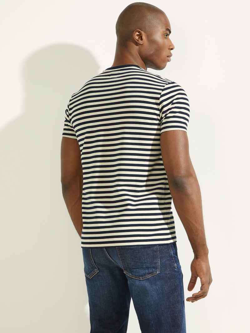 Multicolor Men's Guess Finn Pique Striped Tee T Shirts | 0438629-LN