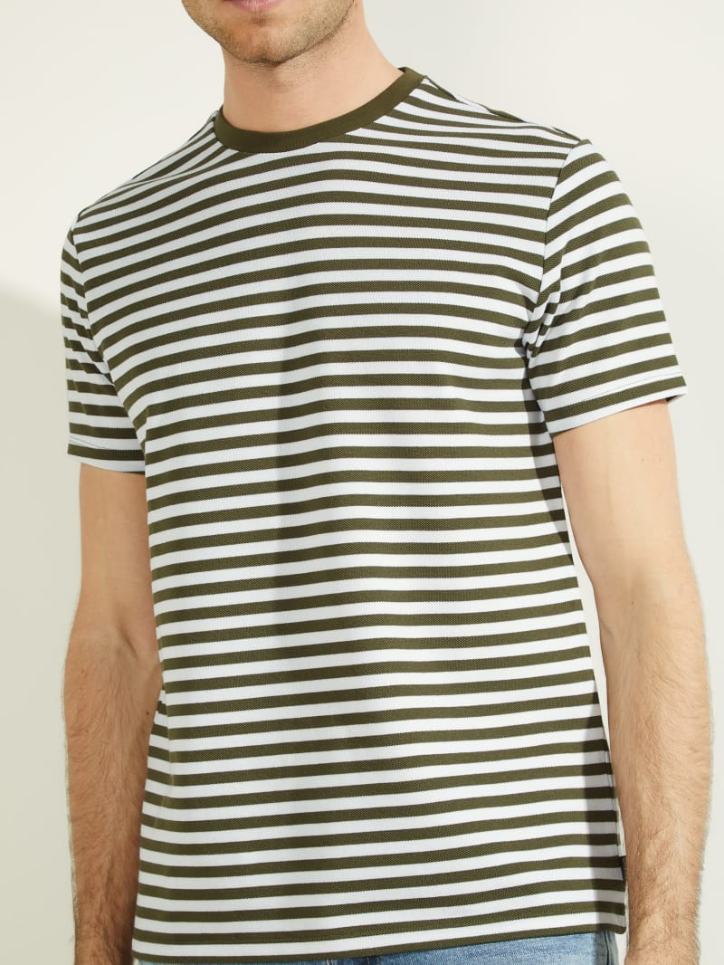 Multicolor Men's Guess Finn Pique Striped Tee T Shirts | 8234751-DO