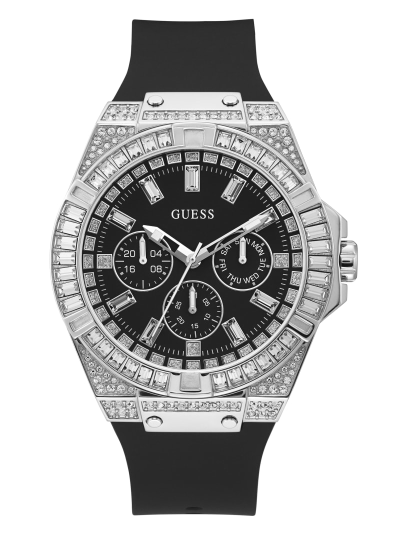 Multicolor Men\'s Guess Oversized Silver-Tone Multifunction Watches | 2804195-BU