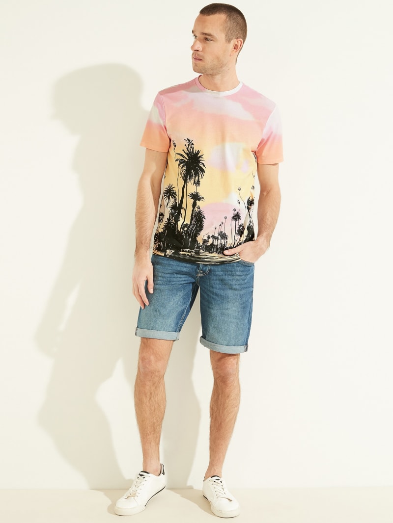 Multicolor Men's Guess Resort Palm Tee T Shirts | 6037914-YK