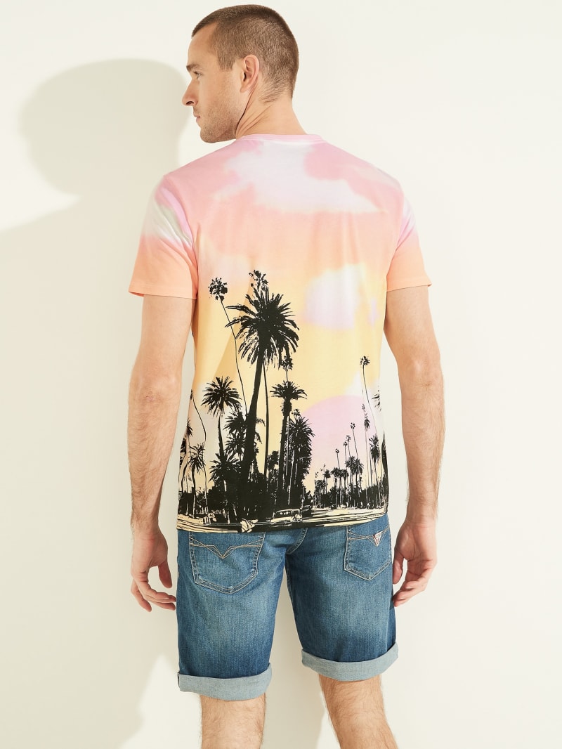 Multicolor Men's Guess Resort Palm Tee T Shirts | 6037914-YK