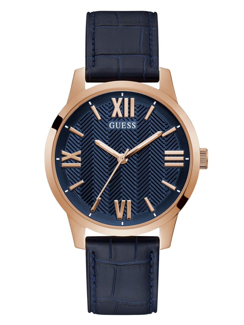 Multicolor Men\'s Guess Rose Gold-Tone and Navy Analog Watches | 5976021-ES