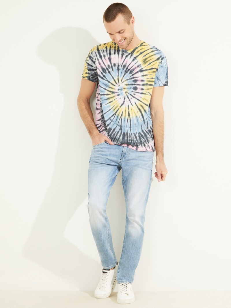 Multicolor Men's Guess Spiral Tie-Dye Tee T Shirts | 3652187-FE