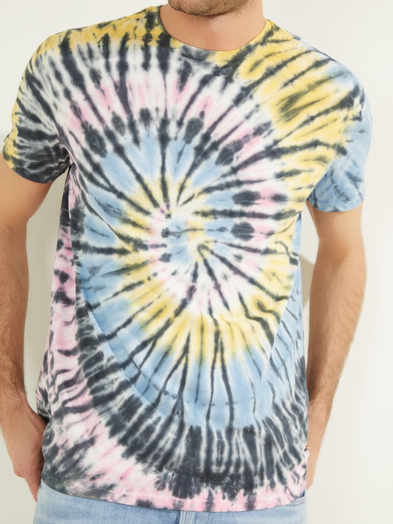 Multicolor Men's Guess Spiral Tie-Dye Tee T Shirts | 3652187-FE