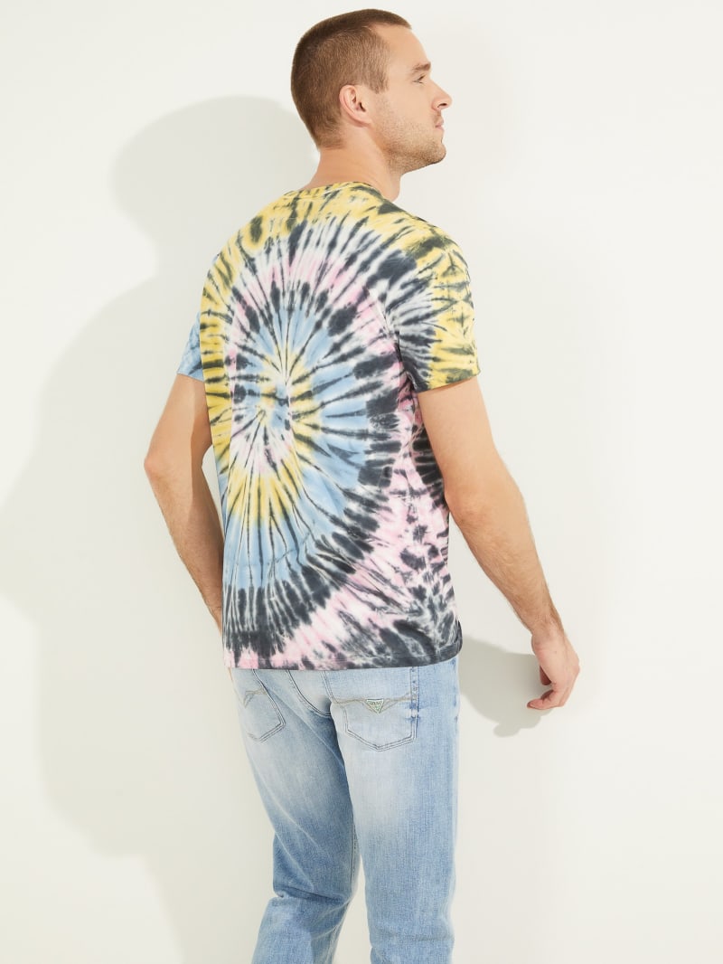 Multicolor Men's Guess Spiral Tie-Dye Tee T Shirts | 3652187-FE