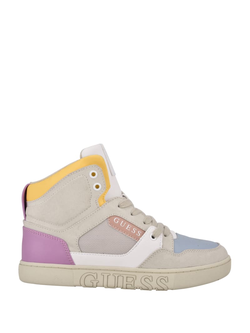 Multicolor Women's Guess Justis Faux-Suede High-Top Sneakers | 3264058-RS