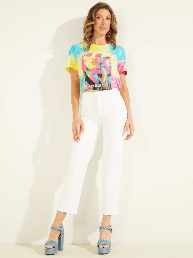 Multicolor Women's Guess Tie-Dyed Girl Logo Tee Tops | 1089325-UX