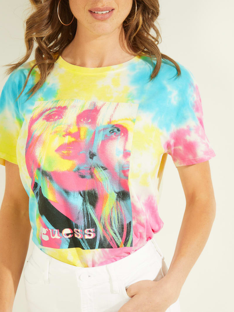 Multicolor Women's Guess Tie-Dyed Girl Logo Tee Tops | 1089325-UX