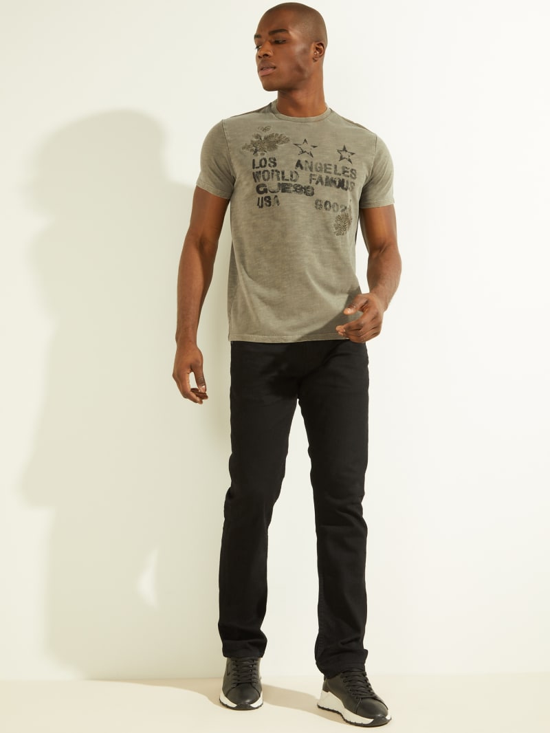 Olive Men's Guess David Embroidered Tee T Shirts | 8739526-KO