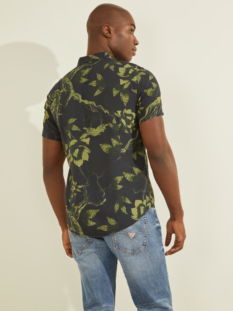 Olive Men's Guess Eco Rayon Forest Shirts | 0239654-WG