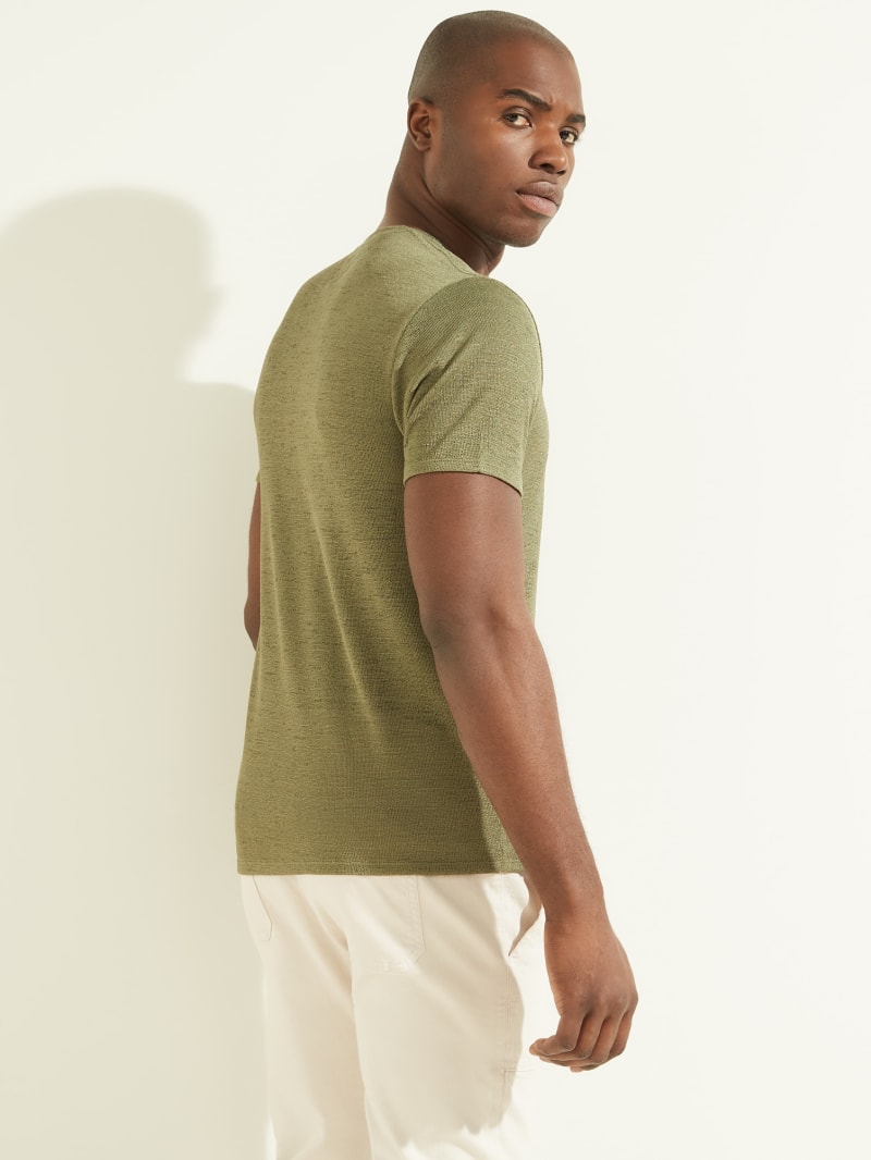 Olive Men's Guess Gauze V-Neck Tee T Shirts | 9082657-SV