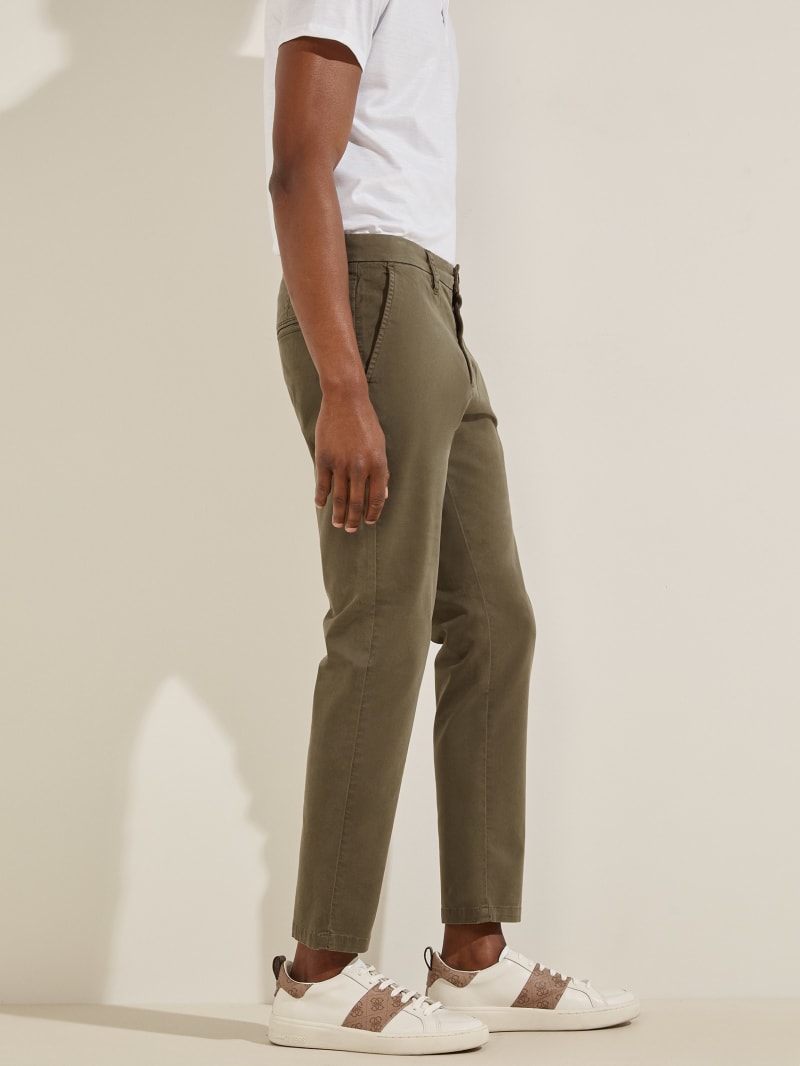 Olive Men's Guess Myron Twill Skinnys Pants | 5346078-ZM