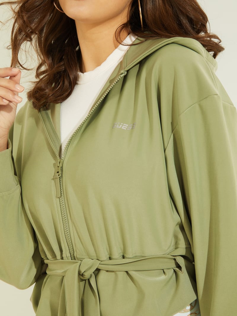 Olive Women's Guess Deanna Zip-Up Hoodie | 1248950-QE