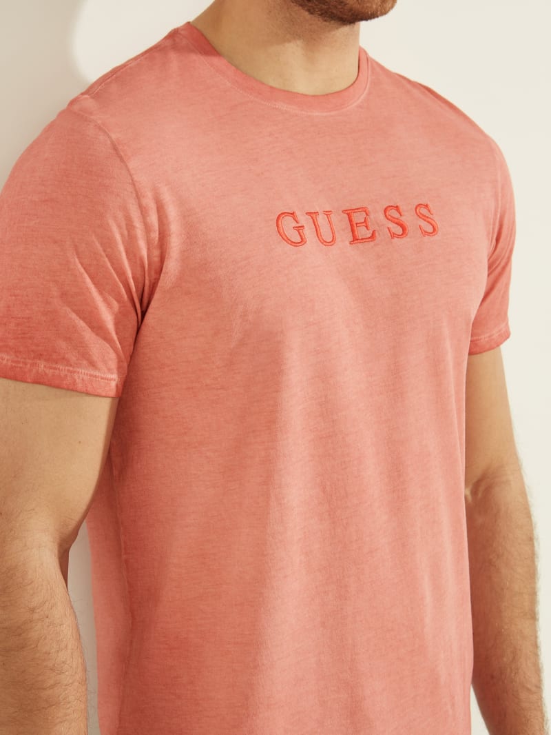 Orange Men's Guess Classic Pima Washed Logo Tee T Shirts | 8405137-VN