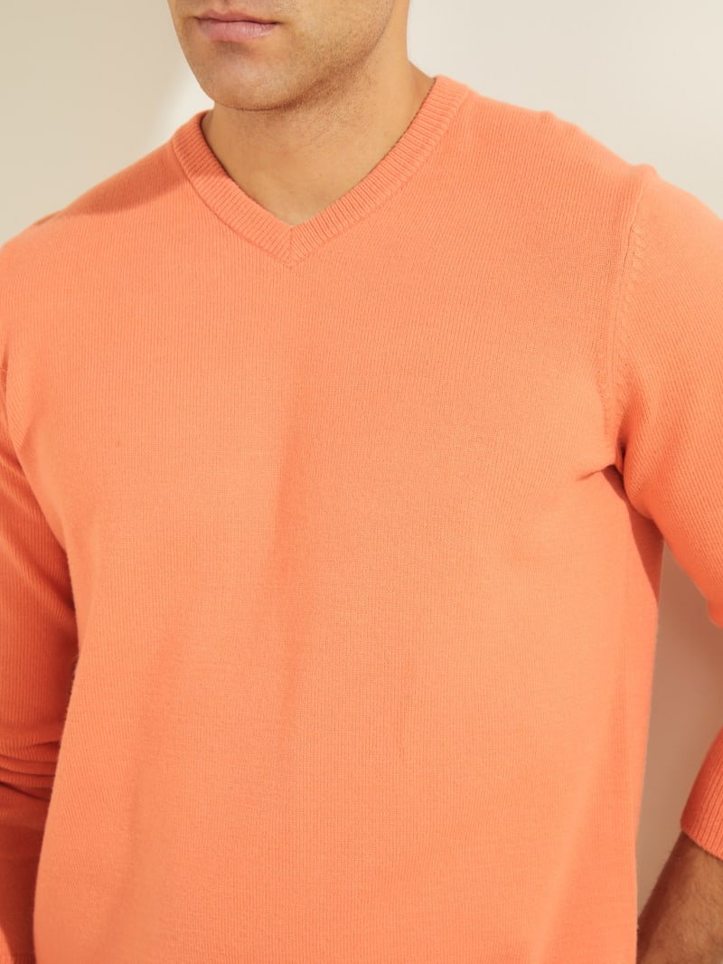 Orange Men's Guess Eco Liam V-Neck Sweaters | 0798621-BY