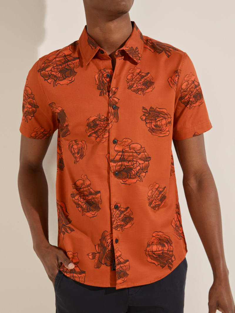 Orange Men's Guess Luxe Floral Shirts | 1326875-JU