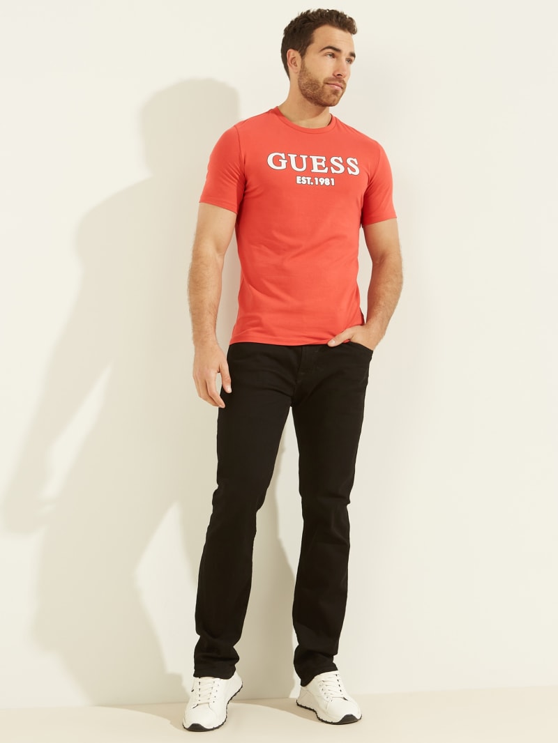 Orange Men's Guess Point Logo Tee T Shirts | 6817359-XW